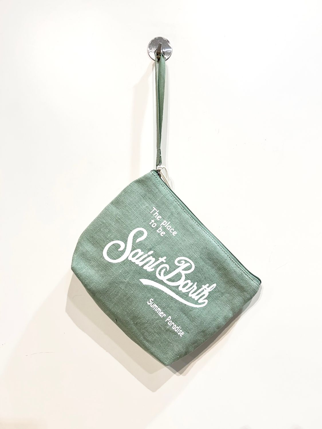 Pochette in canvas di lino stampa. Col. Salvia