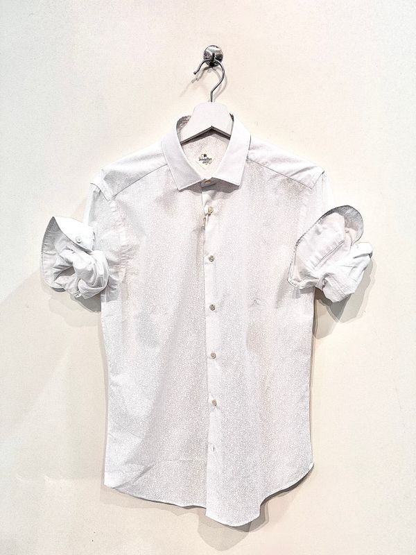 Camicia micro-fantasia stampata. Col. Avorio