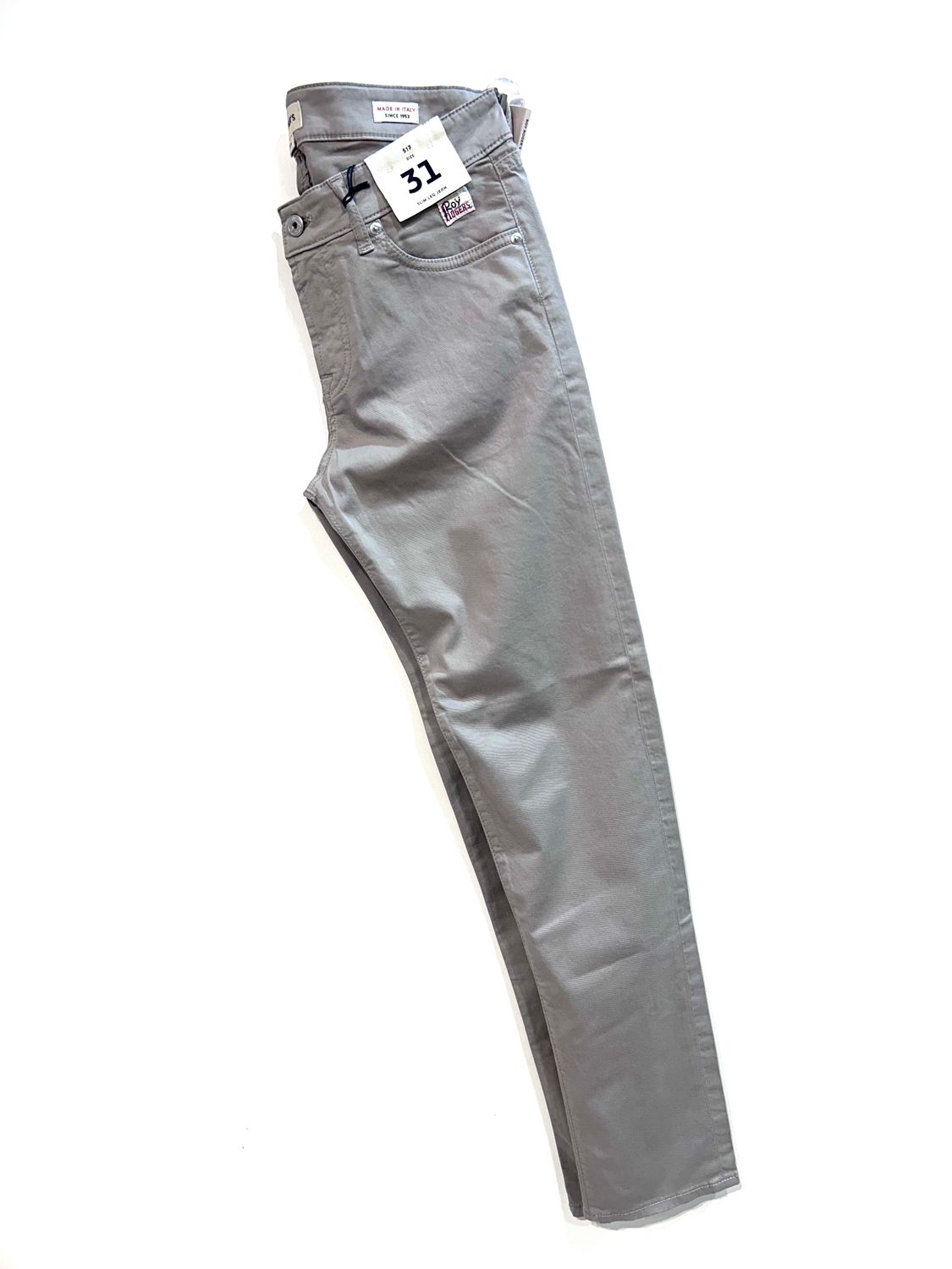 Pantajeans in cotone leggero elasticizzato 5 tasche. Col. Gesso