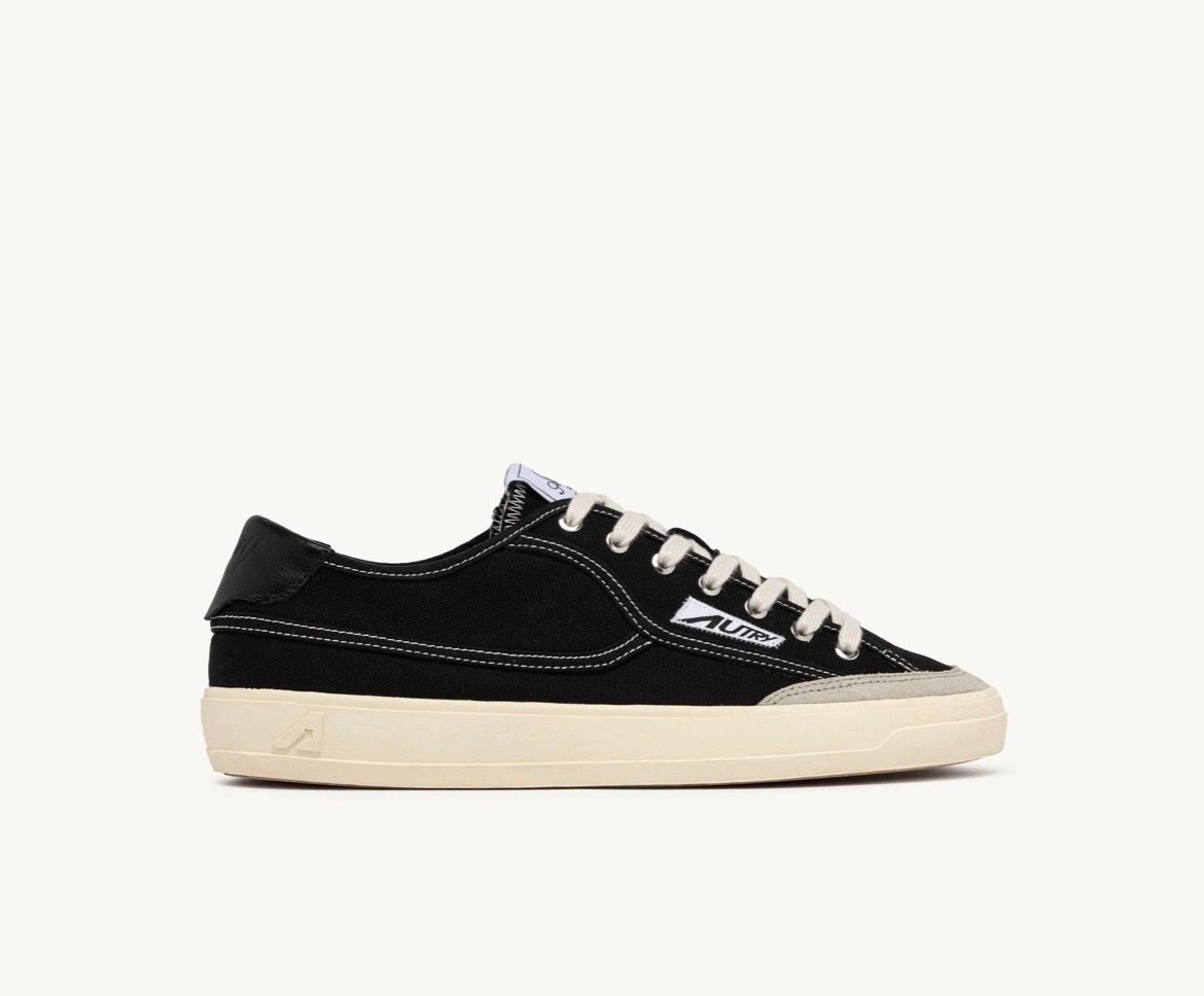 Sneaker in canvas di cotone suede e pelle. Col. Nero