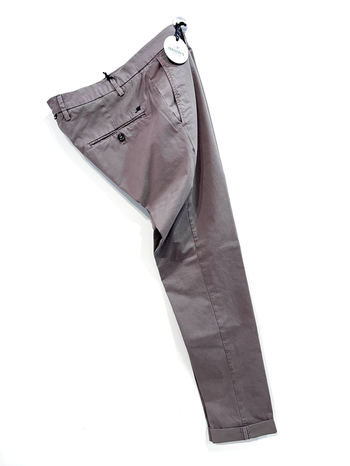 Pantalone gabardina di cotone lavata elasticizzata. Col. Noce