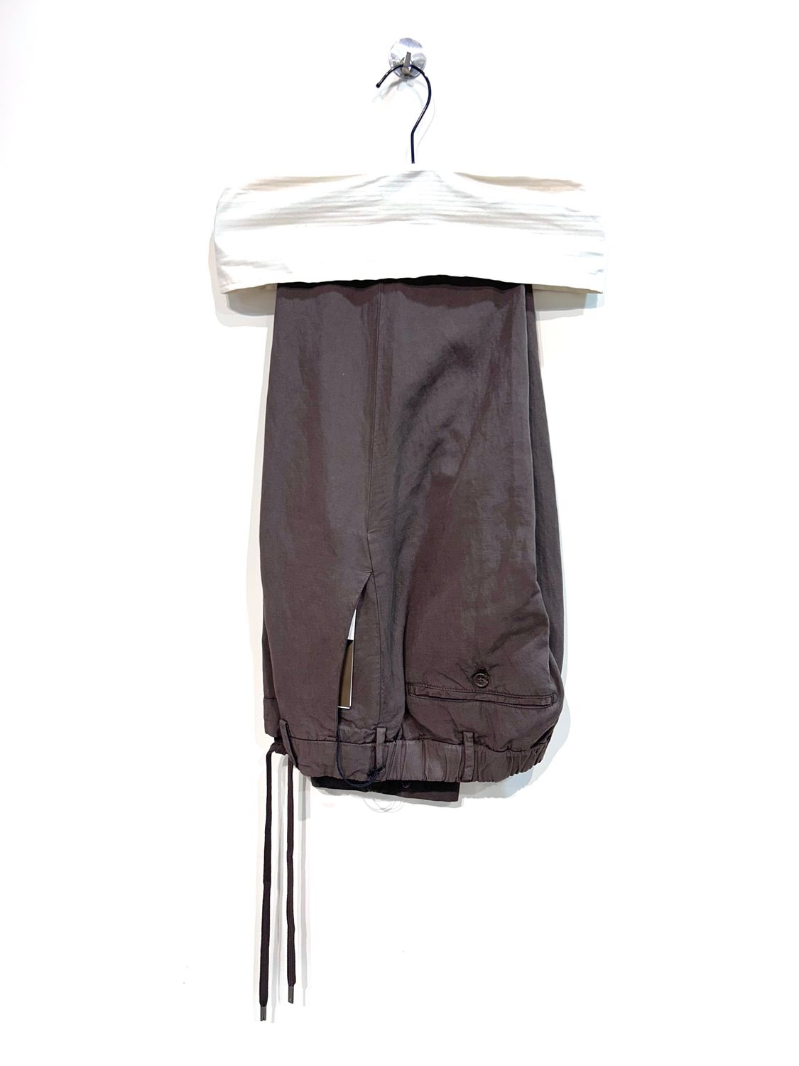 Pantalone fluido in lyocel lino e cotone con coulisse. Col.  Cioccolato