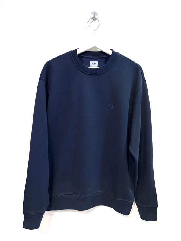 Felpa girocollo diagonal freece, ricamino frontale. Col. Blu notte