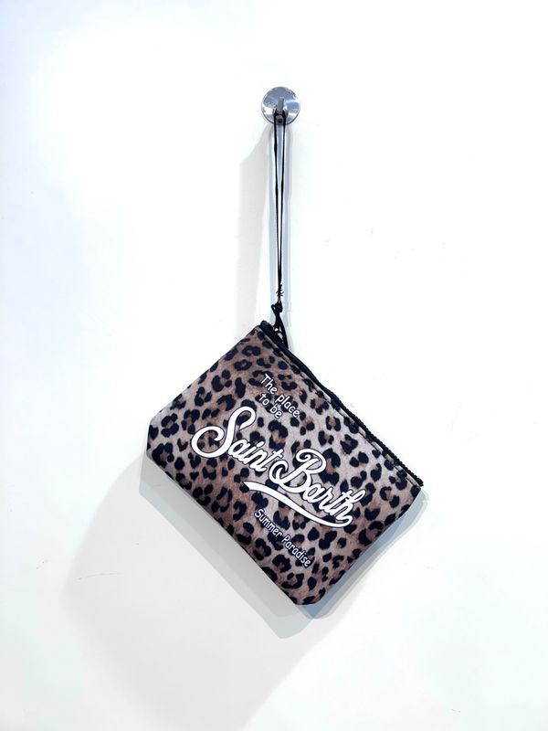 Pochette in neoprene stampata. Col. Fantasia Leopard