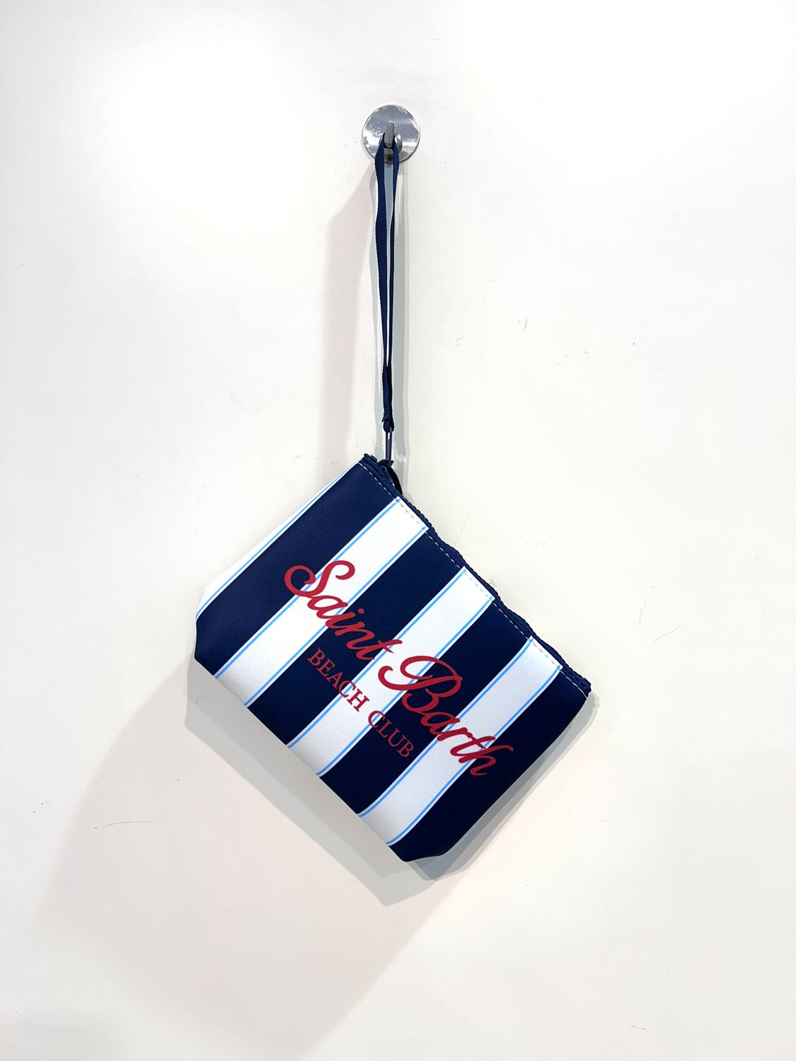 Pochette in neoprene stampa righe. Col. Bianco- Bleu