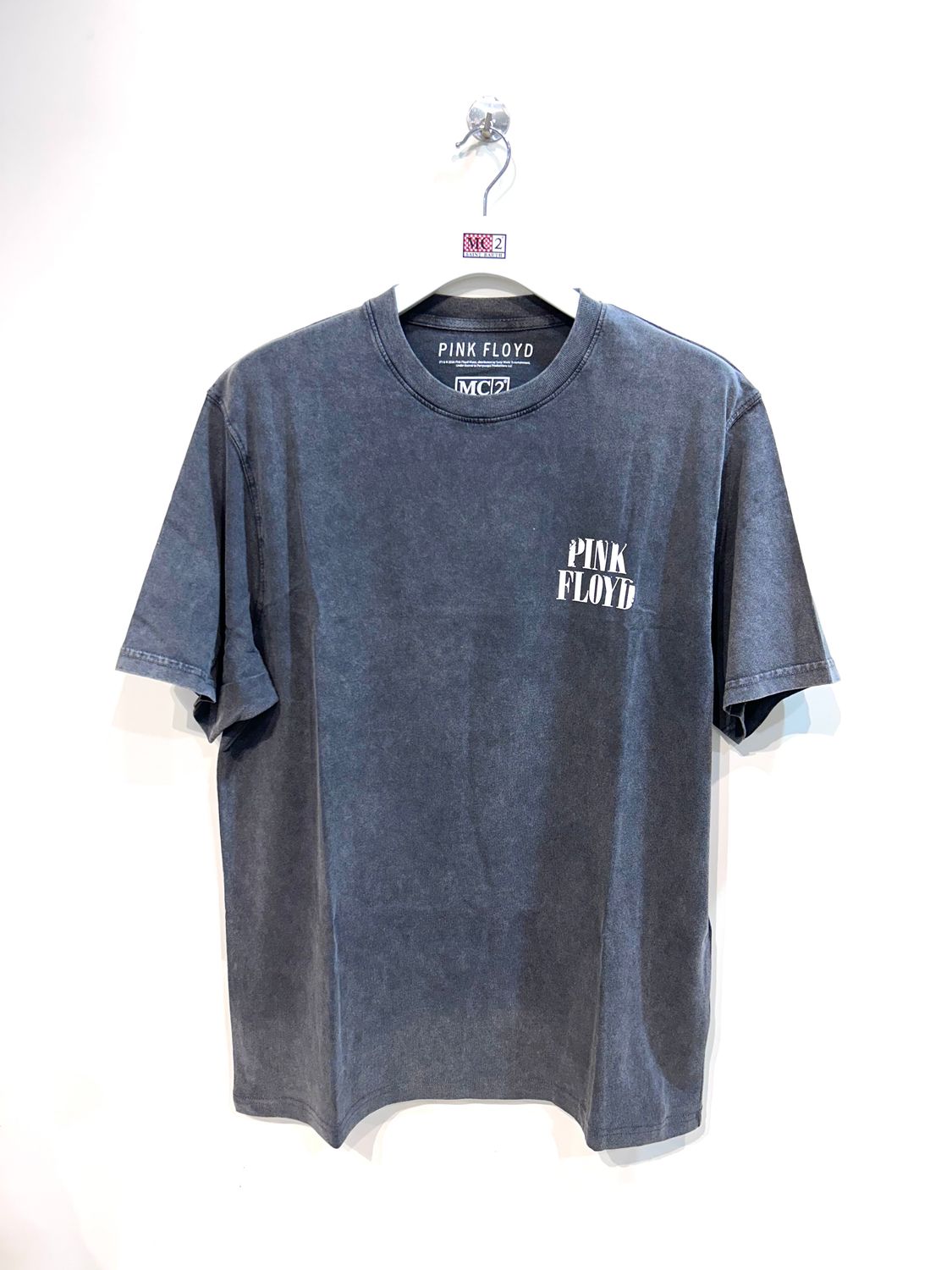 T-shirt in cotone supervintage stampa fronte e retro Pink Floyd. Col. Antracite