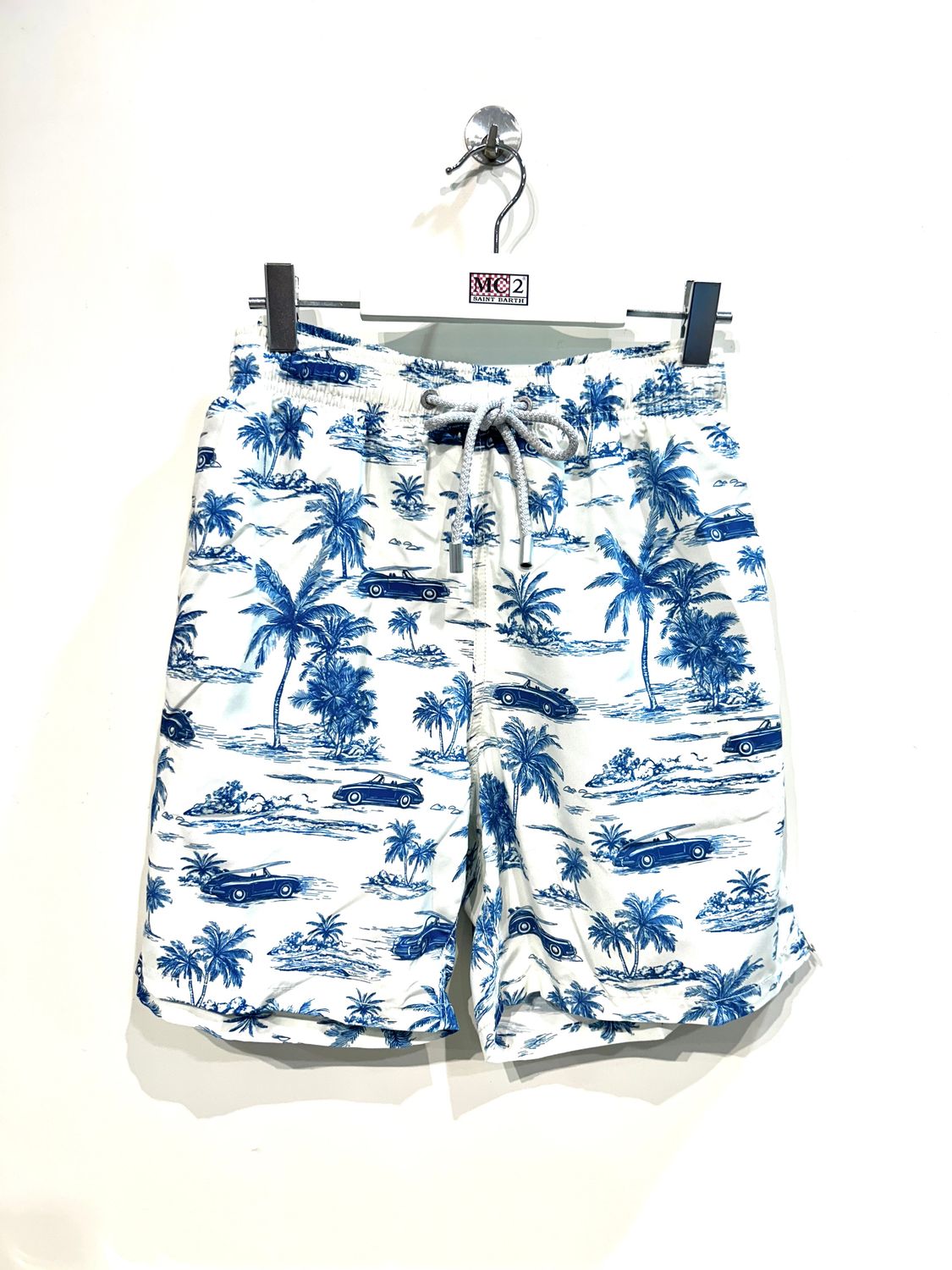 Boxer mare nylon riciclato, fantasia . Col. Panna / Blu