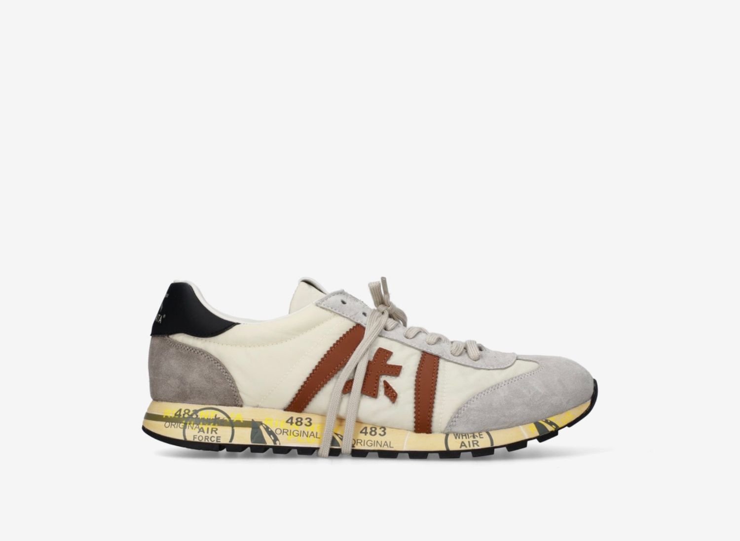 PREMIATA nylon effetto vintage e suede , suola in contrasto. Col. Latte - Bruciato - Nero