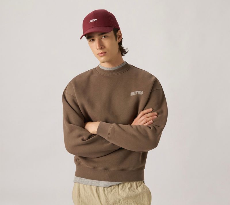 AUTRY Felpa unisex heavy jersey boxy fit. Col. Marrone