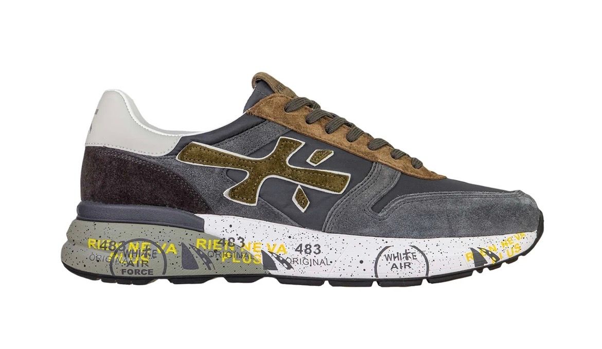 PREMIATA Sneaker suede e nylon suola in contrasto. Col. Marrone e piombo