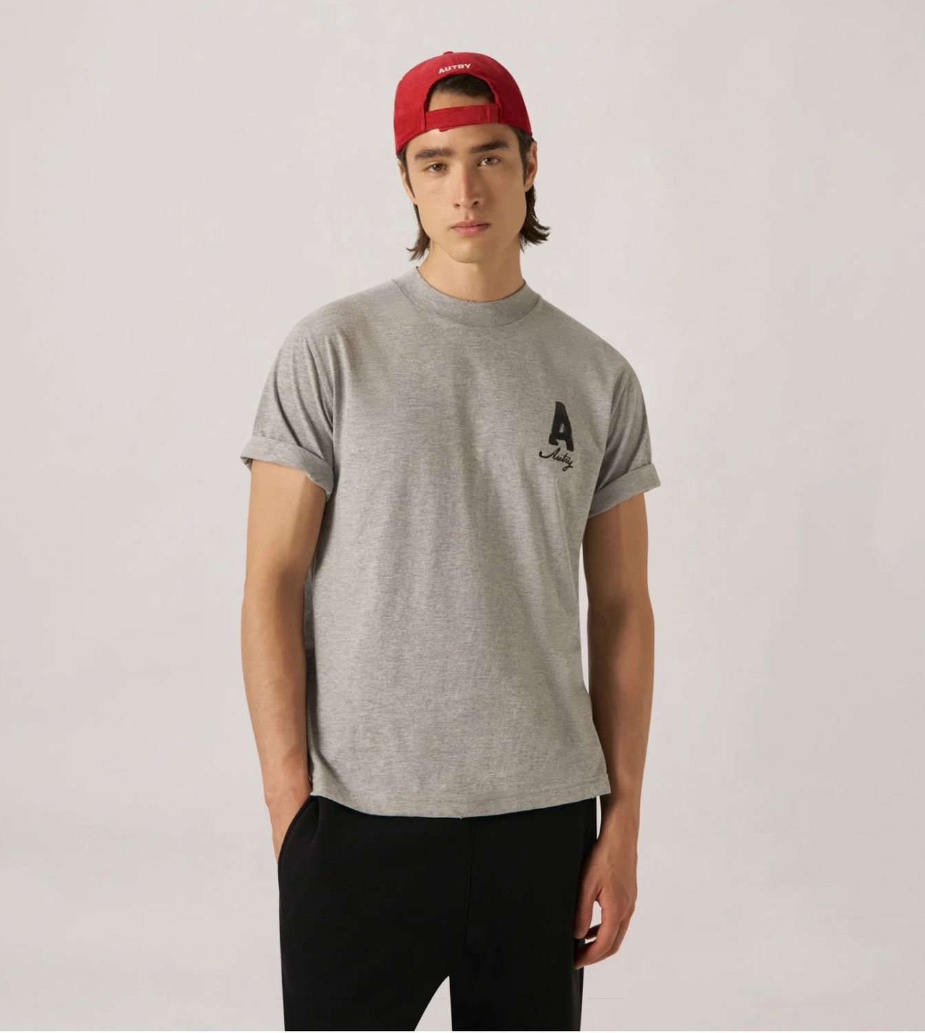 AUTRY  Tshirt in cotone heritage used unisex. Col. Grigio melange
