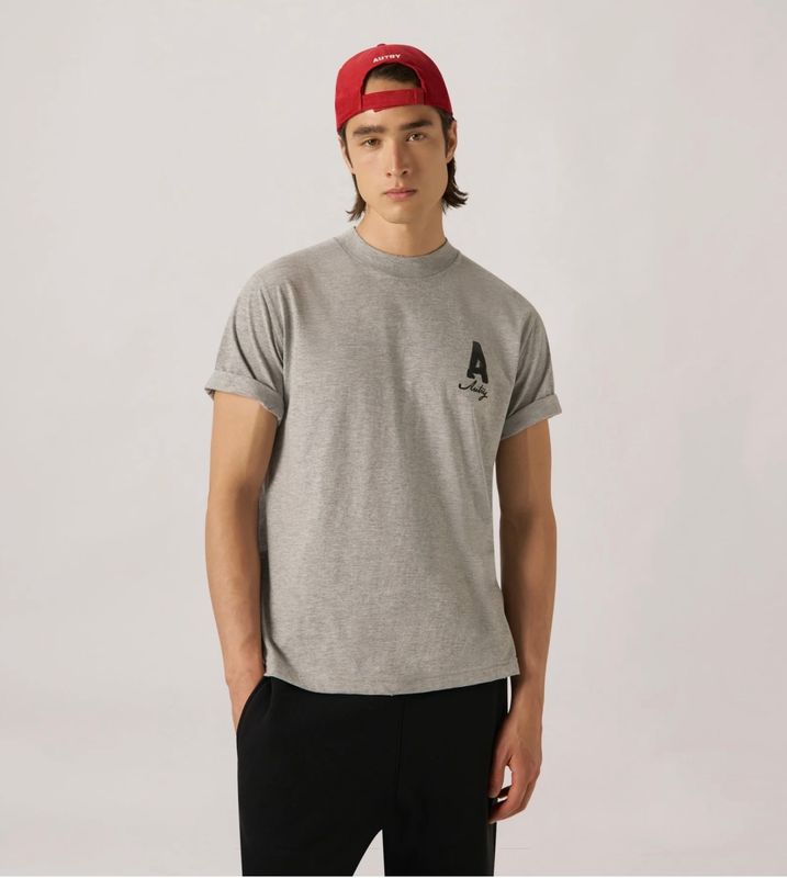 AUTRY  Tshirt in cotone heritage used unisex. Col. Grigio melange