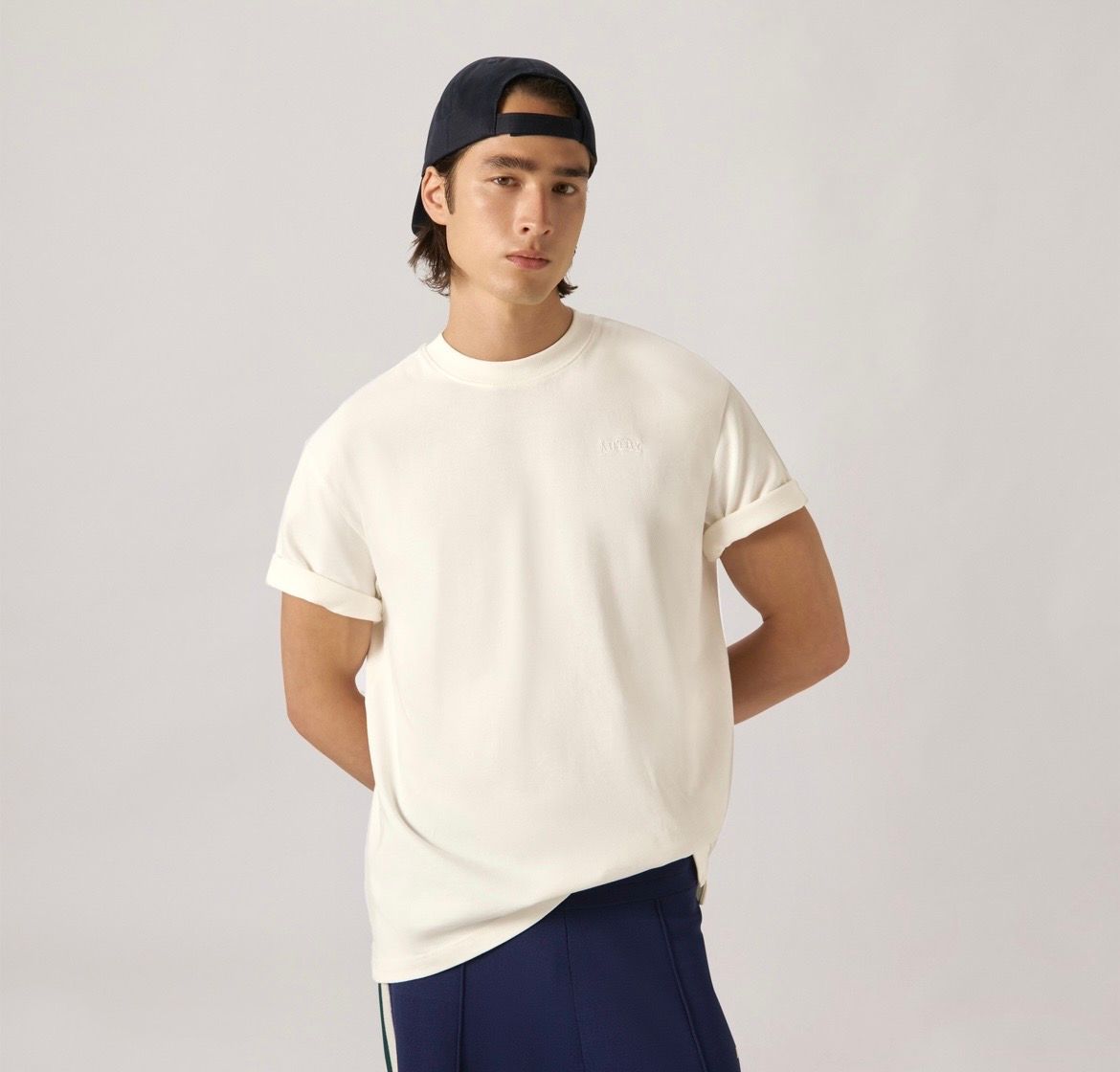 AUTRY T-shirt con logo in tono unisex heavy jersey. Col. Alabastro