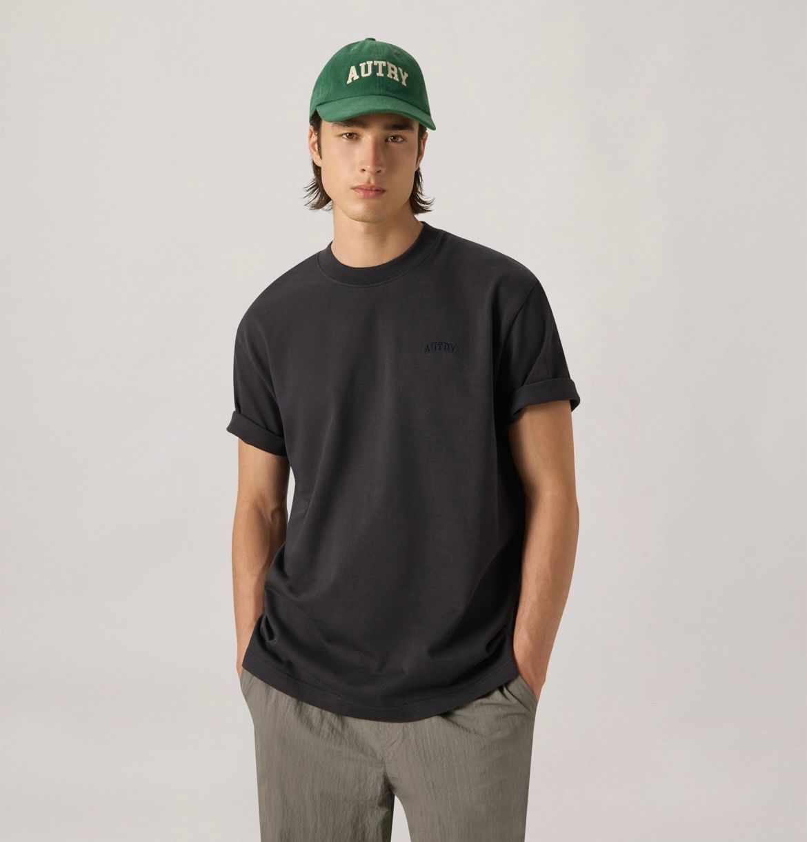 AUTRY T-shirt con logo in tono unisex heavy jersey. Col. Lavagna