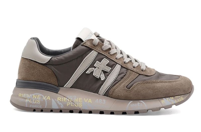 PREMIATA Sneaker nylon suede e pelle suola in tono. Col. Tortora scuro
