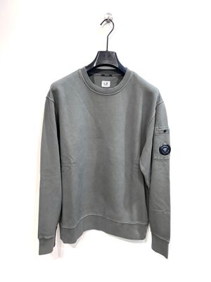 CP COMPANY Felpa girocollo in fleece di cotone smerigliato. Col. Grigio Verde