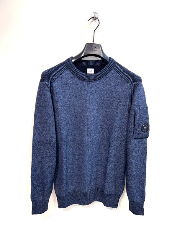 CP COMPANY Maglia girocollo vanise’ in poly e lana. Col. Bleu Azzurro