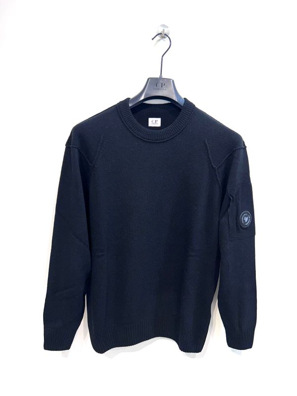 CP COMPANY Maglia girocollo in Lambswool. Col. Nero