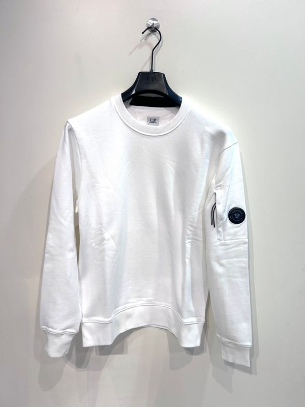 CP COMPANY Felpa in fleece di cotone basica. Col. Bianco latte