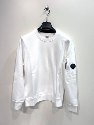 CP COMPANY Felpa in fleece di cotone basica. Col. Bianco latte