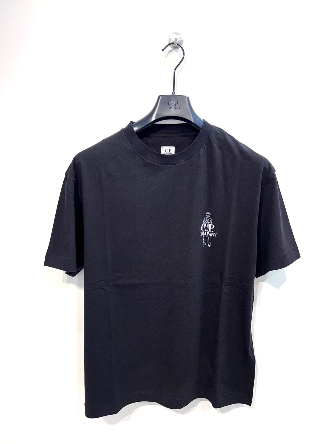 CP COMPANY T-shirt a manica corta stampa fronte e retro. Col.nero