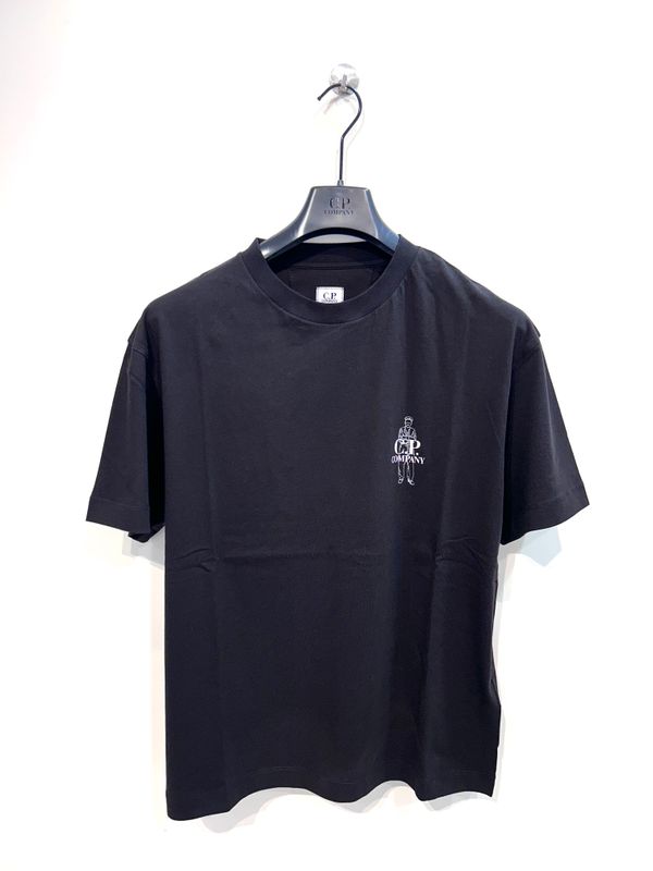 CP COMPANY T-shirt a manica corta stampa fronte e retro. Col.nero