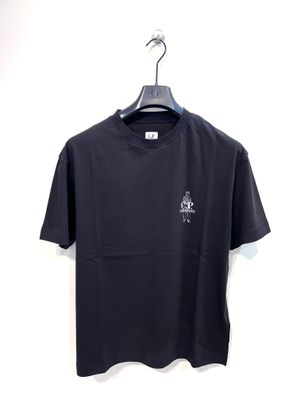 CP COMPANY T-shirt a manica corta stampa fronte e retro. Col.nero