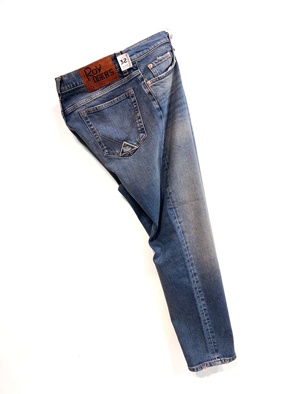 ROY ROGERS Jeans denim tela elasticizzata effetto supervintage. Col. Bleu sabbiato