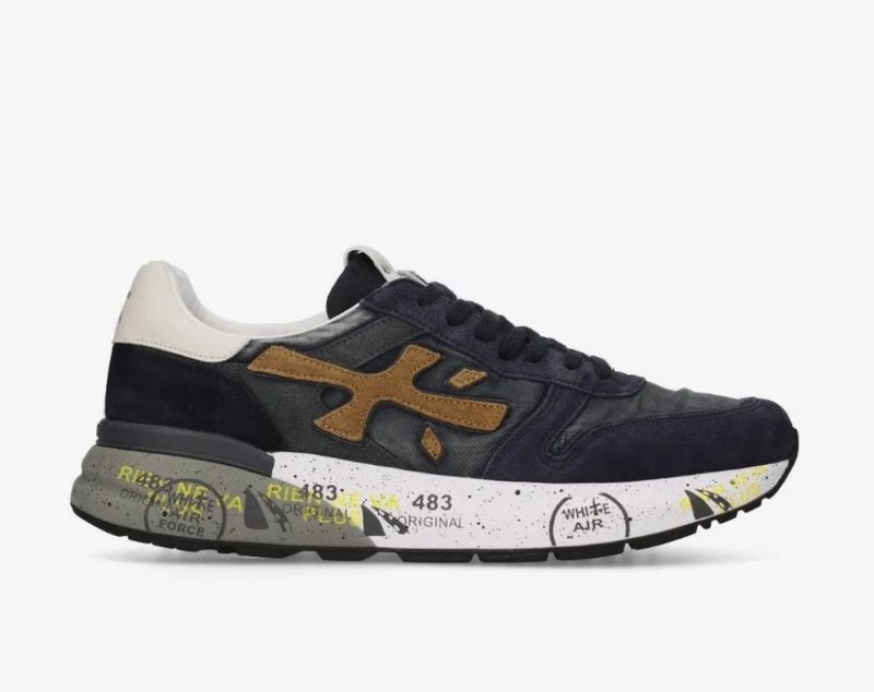PREMIATA Sneaker suede e nylon effetto vintage. Col. Bleu notte