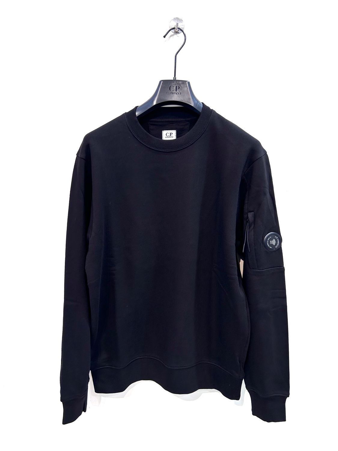 CP COMPANY Felpa in fleece di cotone basica. Col. Nero