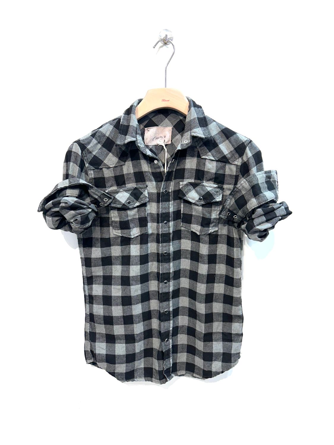 #65 Camicia Tex galles in flanellina di cotone. Col. Nero Verde