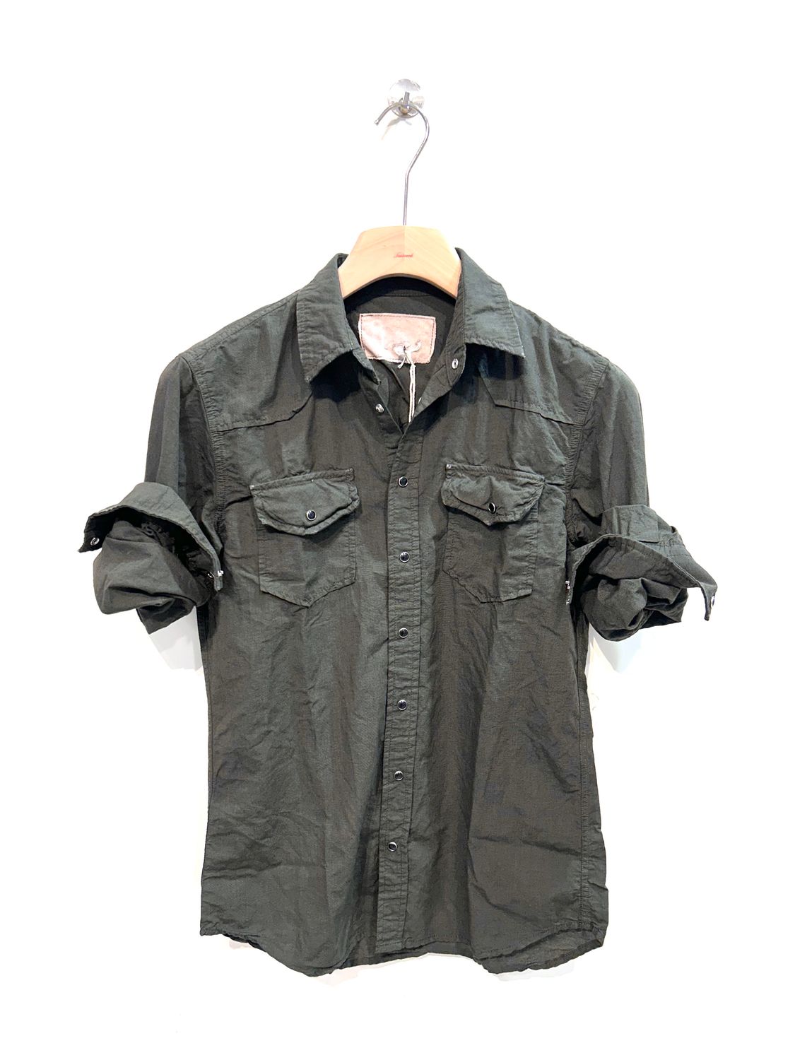 #65 Camicia in grisaglia di cotone lavato. Col. Verdone