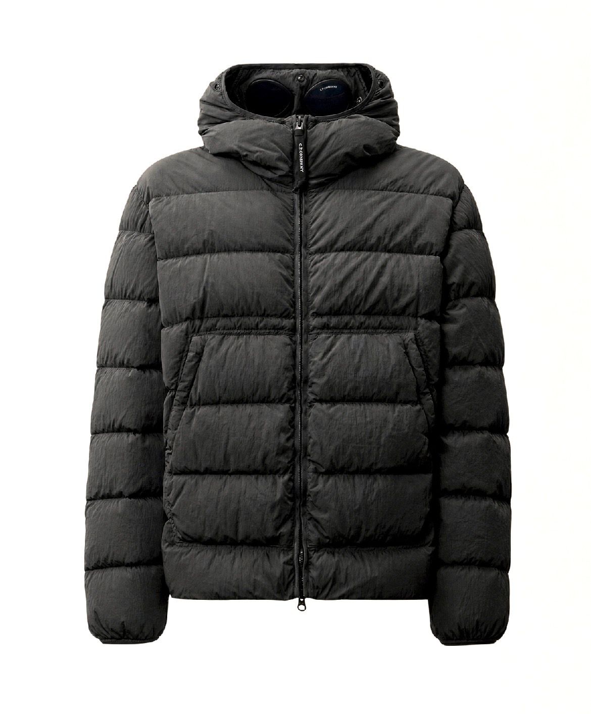 CP COMPANY Goggle Jkt. in nylon lucido, piuma d'oca. col. Nero