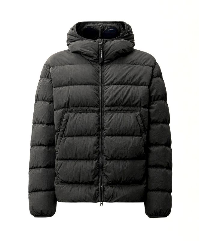 CP COMPANY Goggle Jkt. in nylon lucido, piuma d'oca. col. Nero