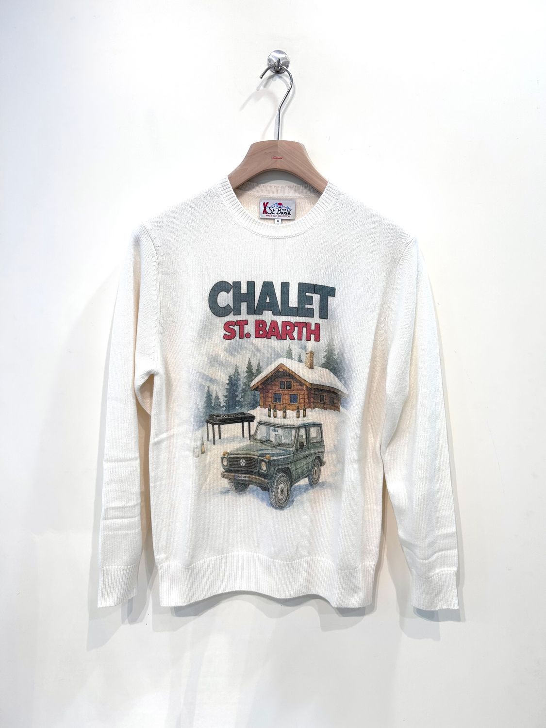 SAINT BARTH Maglia girocollo viscosa lana e cashmere. Col. Latte