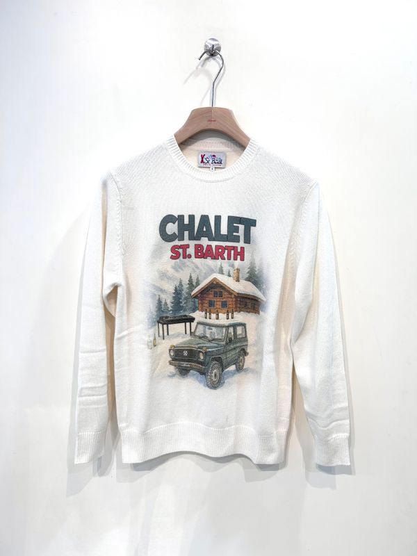 SAINT BARTH Maglia girocollo viscosa lana e cashmere. Col. Latte
