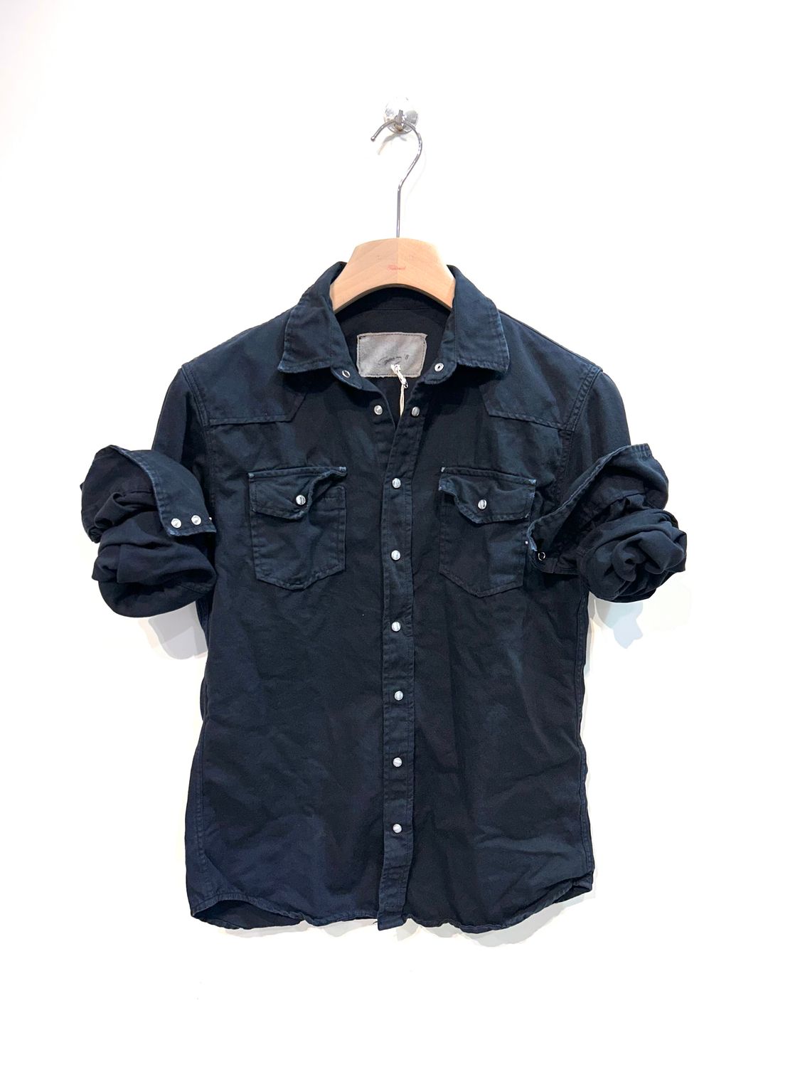 #65 Camicia texana in bull di cotone vintage. Col. Blu navy