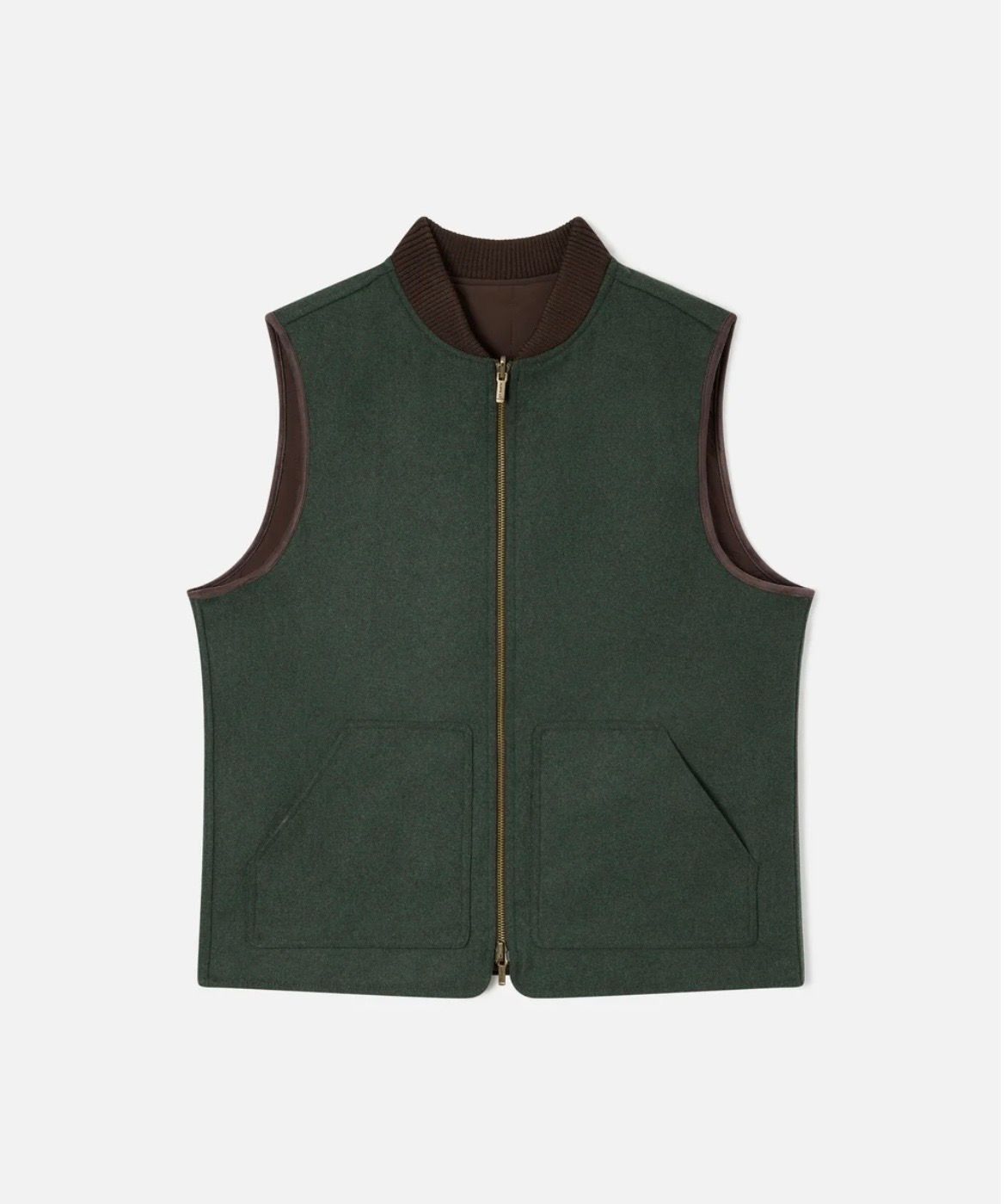 SAINT BARTH Smanicato reversibile misto lana. Col. Verde militare / Cioccolato