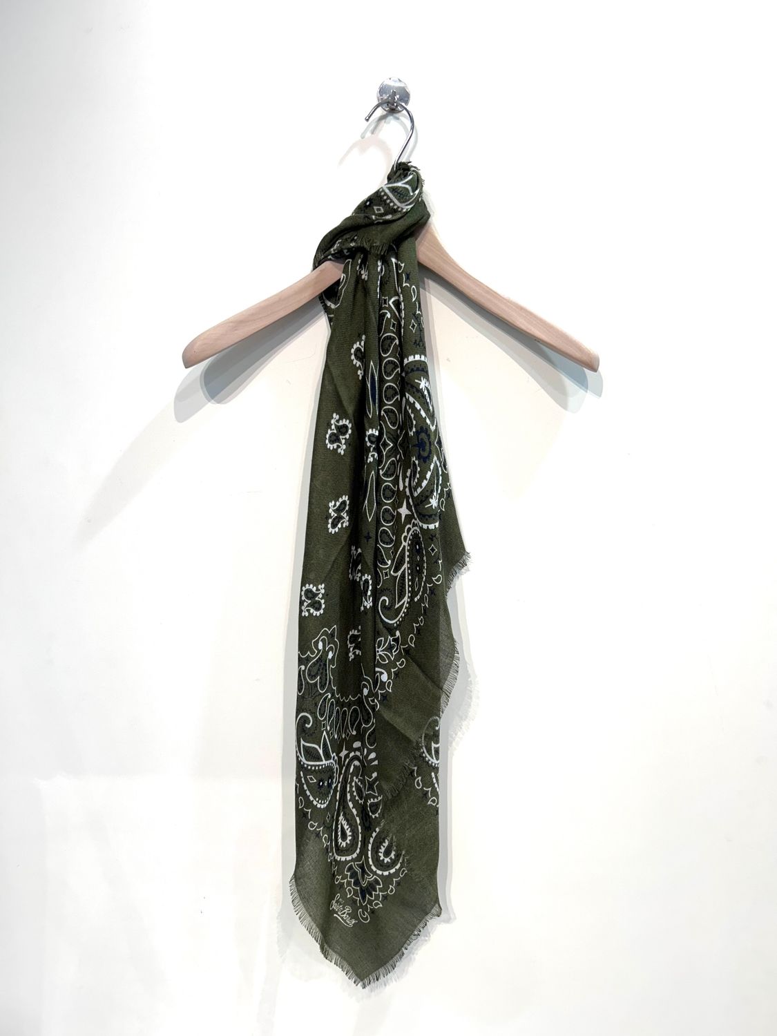 SAINT BARTH Bandana quadrata in viscosa e lana fantasia. Col. Militare