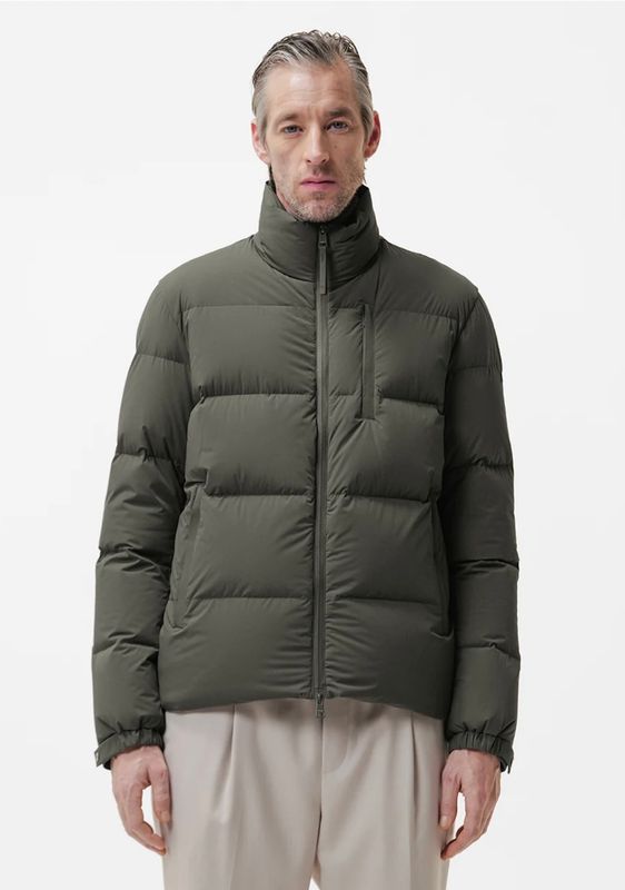 DUNO Piumino corto trapuntato nylon opaco elasticizzato. Col. Militare
