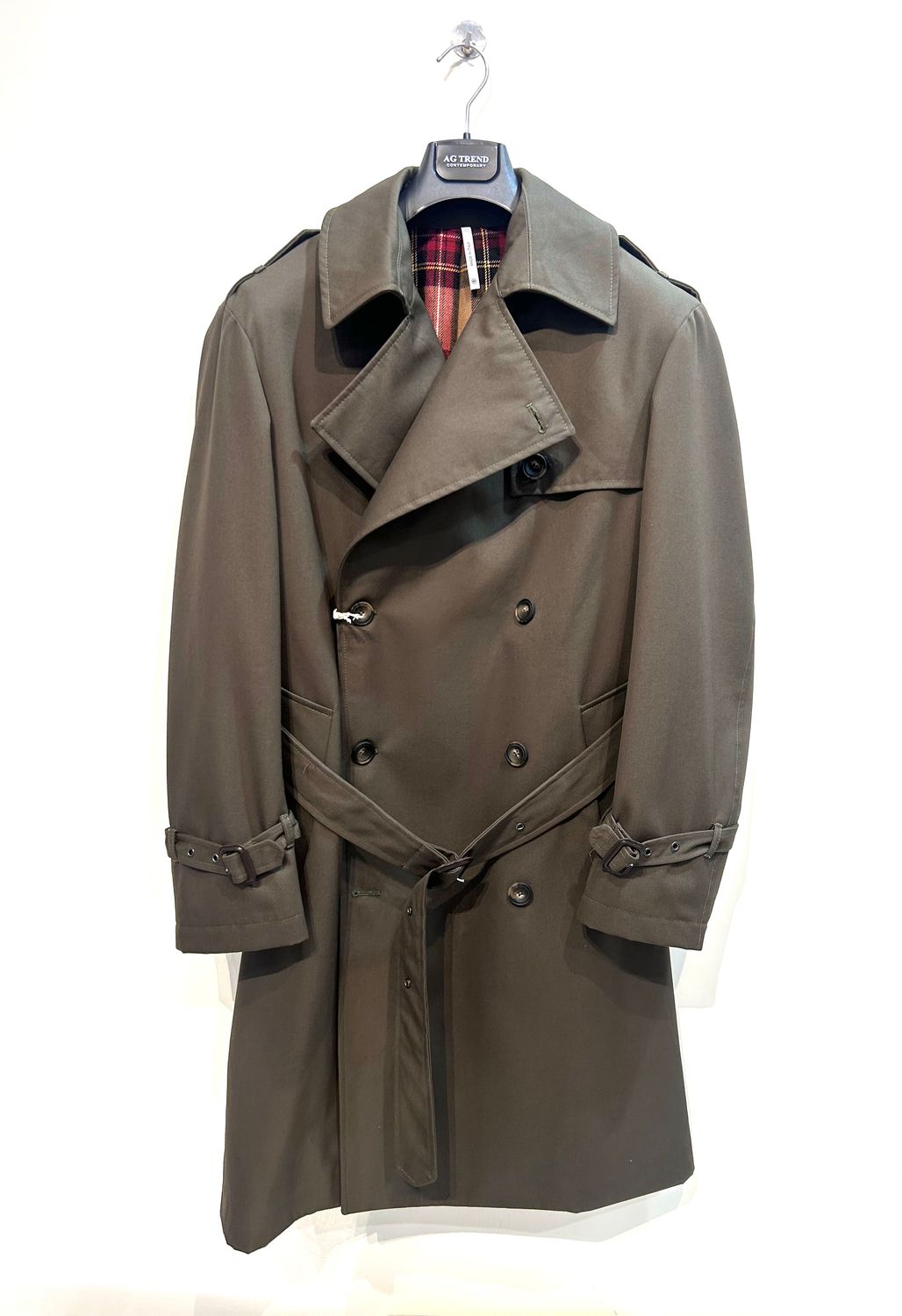 SIR ANDREWS Trench doppio petto in cotone armaturato foderato. Col. Verde militare