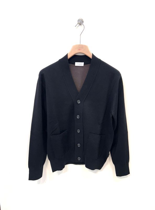 PAOLO PECORA Cardigan con bottoni, in maglia punto stoffa. Col. Nero
