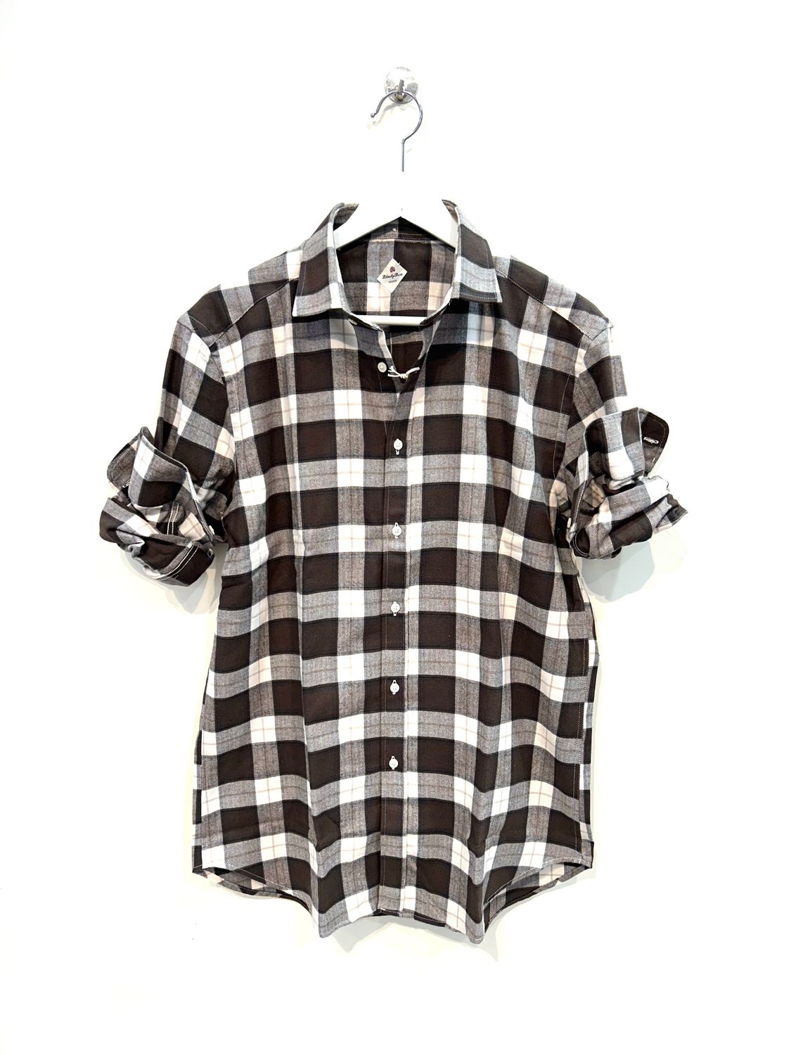 LIBERTY ROSE Camicia flanellina di cotone Galles. Col. Marron Panna