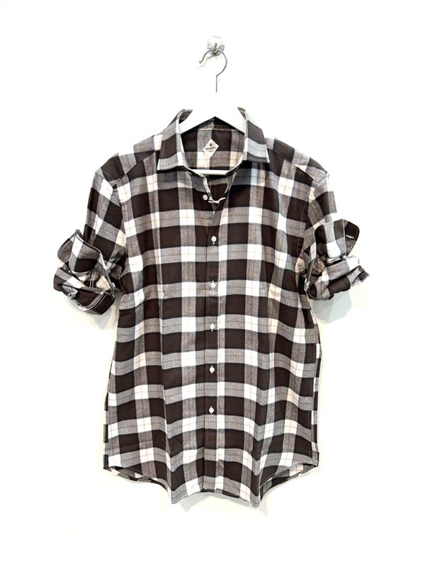 LIBERTY ROSE Camicia flanellina di cotone Galles. Col. Marron Panna