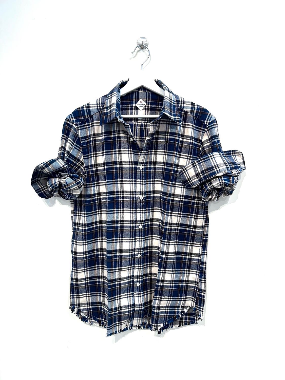 LIBERTY ROSE  Camicia flanellina di cotone Galles. Col. Bleu Panna Marron