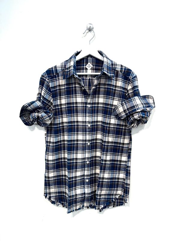 LIBERTY ROSE  Camicia flanellina di cotone Galles. Col. Bleu Panna Marron
