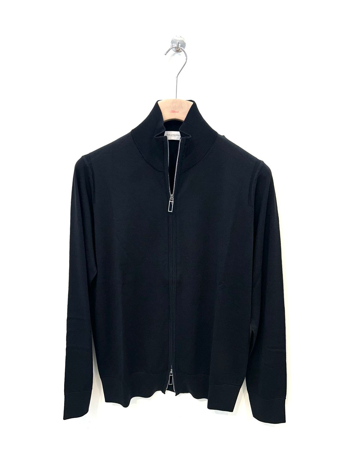 PAOLO PECORA Cardigan full zip merinos extrafine. Col. Nero