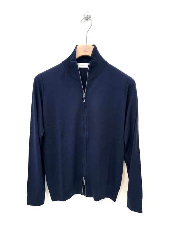 PAOLO PECORA Cardigan full zip merinos extrafine. Col. Blu navy