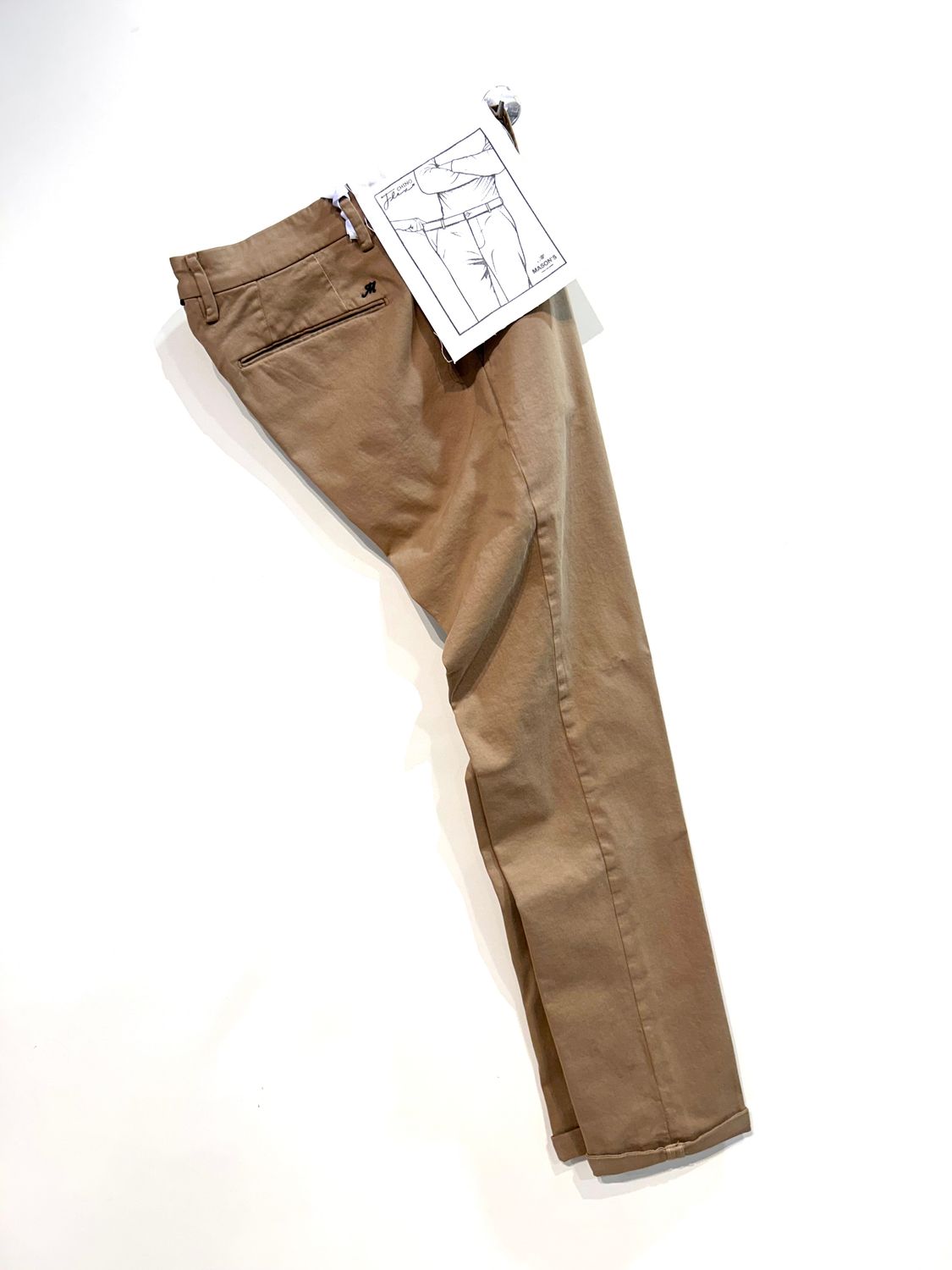 MASONS Pantalone in cotone elasticizzato, lavato, vita flex. Col. Cachi