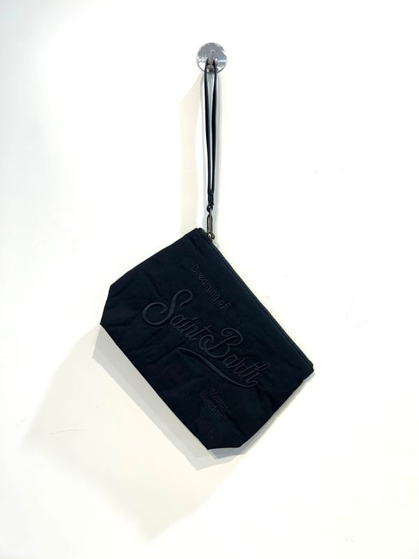 SAINT BARTH Pochette in cotone cerato . Col. Nero